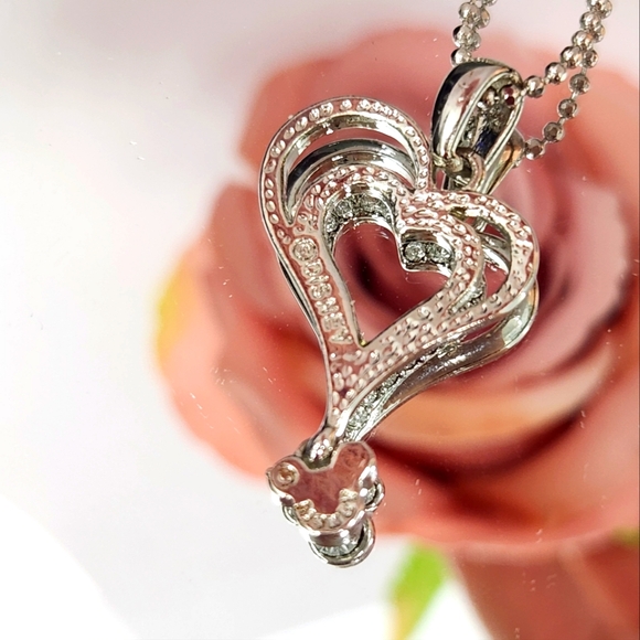 925 silver Unique design Disney crystal heart & Mickey pendant necklace - Picture 6 of 7